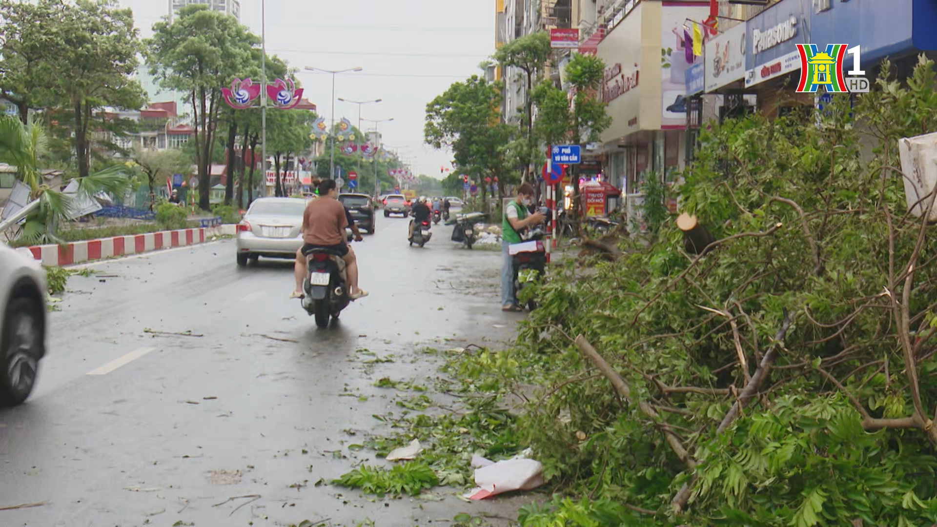 Các lực lượng chức năng khẩn trương xử lý cây gãy, đổ, đảm bảo giao thông sau bão